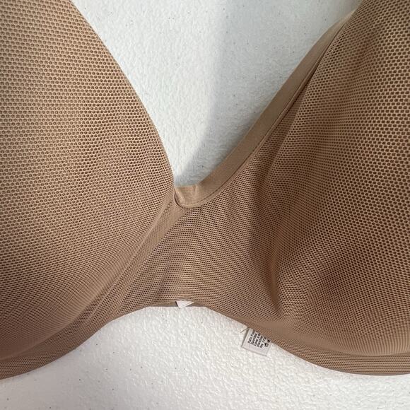Le Mystere 36DDD 36F Bra Tan Sheer Illusion Demi Underwire Back Closure Beige - Picture 3 of 16